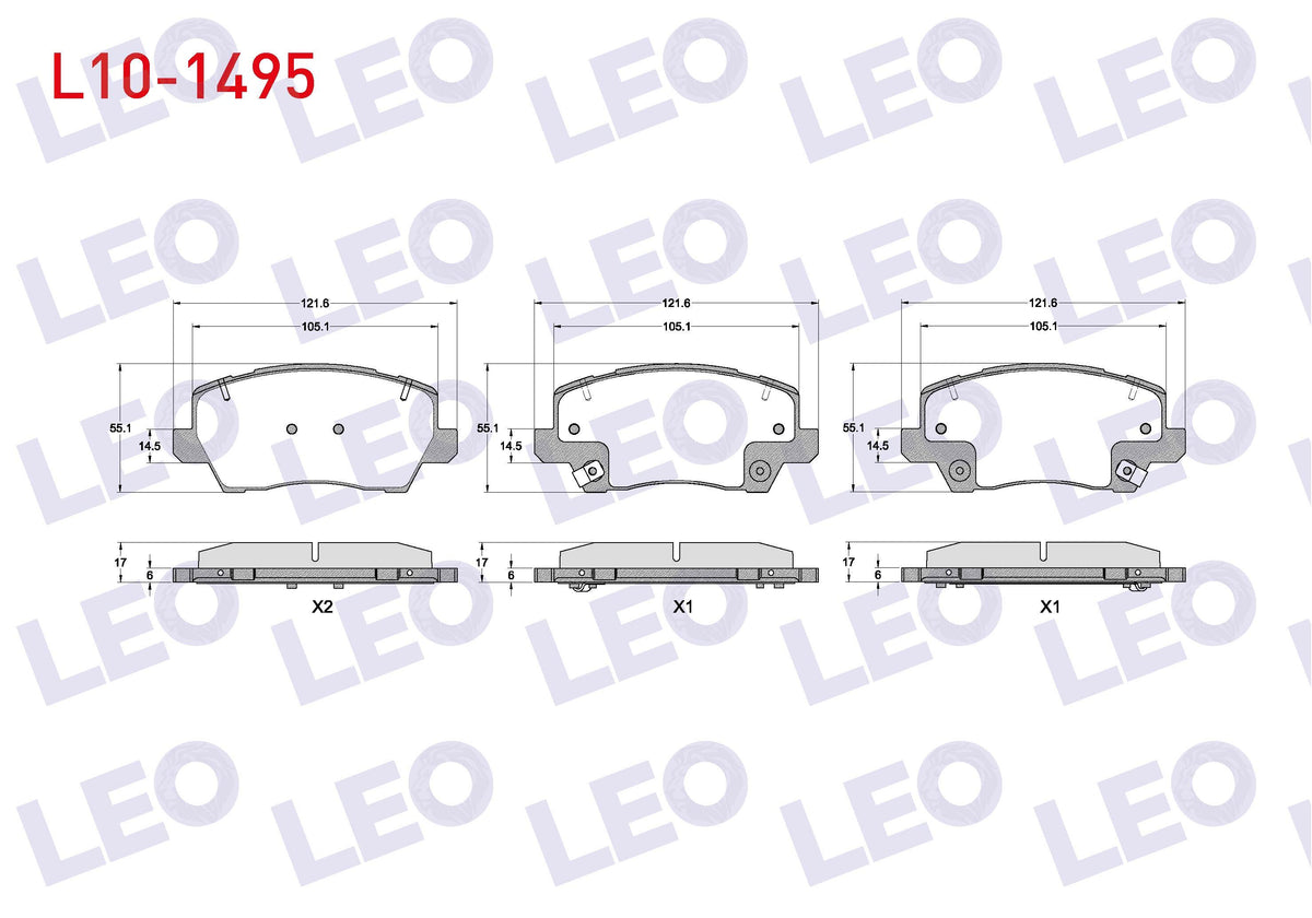 LEO L10-1495 Brake Pad Front with Wear Indicator Kia Picanto (Ja) 1.0 MPI-1.2 MPI 2017