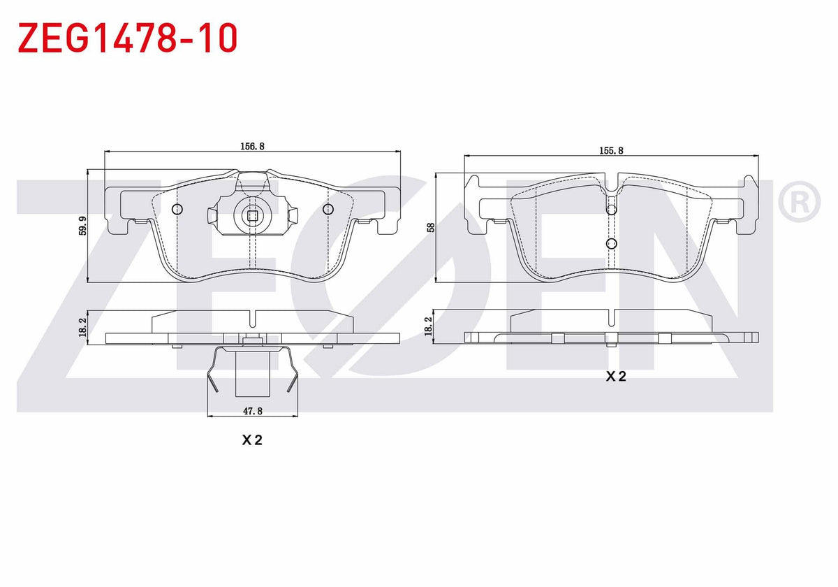 Zegen ZEG1478-10 Brake Pad Front BMW 1 Series (F20, F21) 116 i 2010-/ (F20 and 2 more models — Brake Pads