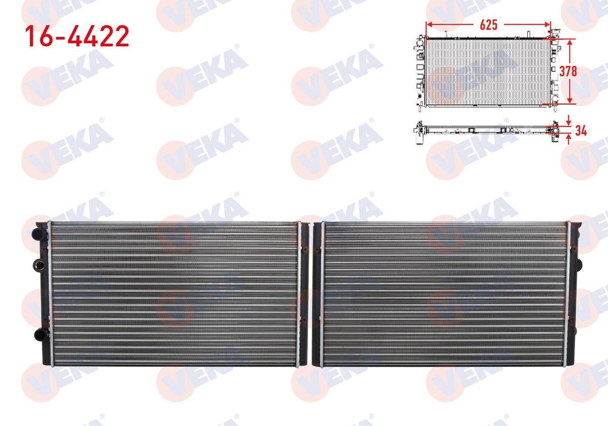 Veka 16-4422 Su Radiator Mechanical Volkswagen Polo (6N1) 1.4 Hb M-T 1994-1999 — Radiators & Fans