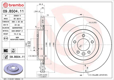 Brembo 09B50411 Brake Disc Rear Land Rover Range Rover L405 L494 — Brake Rotors & Drums
