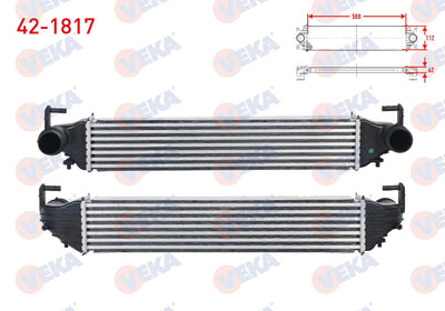 Veka 42-1817 Turbo Radiator (Intercooler) Fiat 500X 1.3 Mjt-1.4-1.6 Mjt M-T 2014-/ Jeep Renegade 1.4 4X4-1 — Radiators & Fans