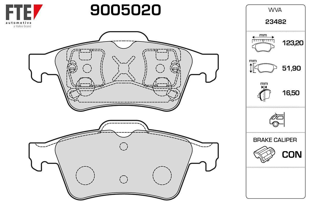 Fte 9005020 Rear Brake Pad Laguna II III Vectra C Max Focus II 04 /-Focus II C Max (03 07) Connect 1,8Tdc — Brake Pads