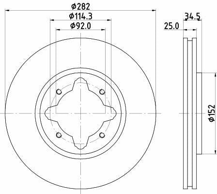 HELLA Pagid Brake Disc Front Ventilated - Fits Honda Accord & Rover 600 — Brake Rotors & Drums