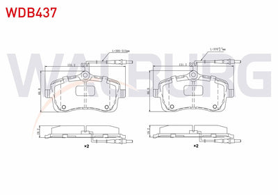 WALBURG WDB437 Brake Pad Front with Connector Peugeot 407 (6D) 1.6 HDi 110 Hp 2004-2011 / Peugeot 407 (6D) 1.8i — Brake Pads