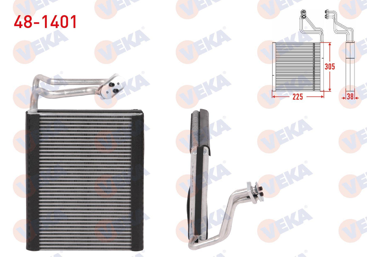 Veka 48-1401 A/C Evaporator Borulu 225X305x38 BMW 3 (F30) 2013-2018 / 1 (F20) 2011-2019 / 2 (F22) — Condensers & Evaporators