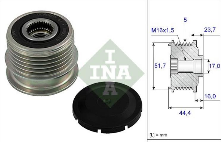 INA 535011210 Fiat Doblo 3 2012- Alternator Pulley Doblo Bravo II 1.6 JTD — Starting & Charging