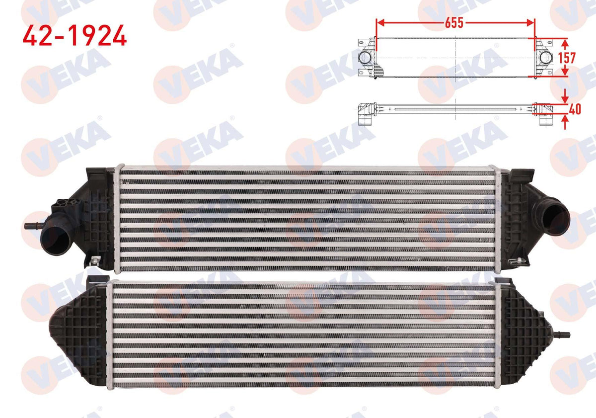 Veka 42-1924 Turbo Radiator (Intercooler) Ford C-Max II 1.6 Ecoboost 150 Hp 2010