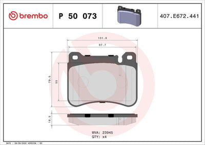 Brembo P50073 Brake Pad Front Mercedes W171/W203/W209 00-12 — Brake Pads