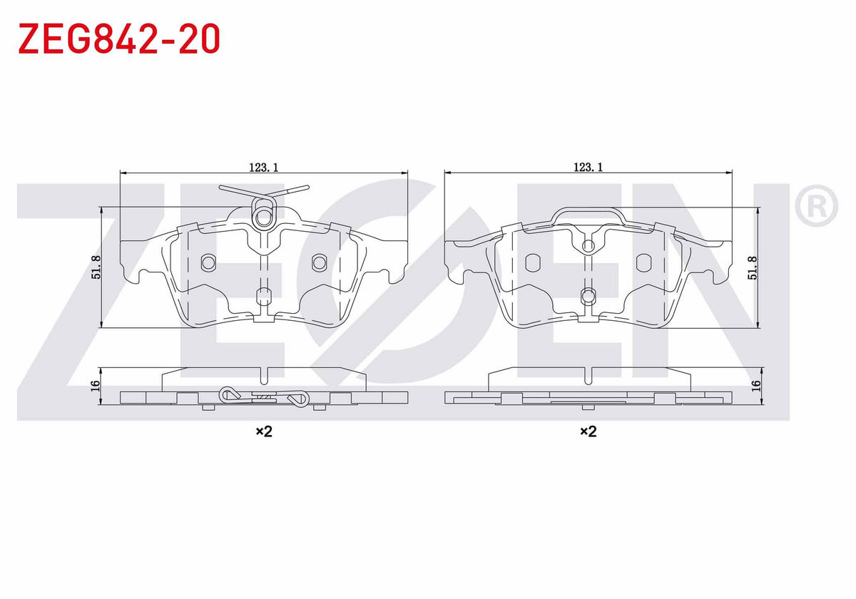 Zegen ZEG842-20 Brake Pad Rear Vectra C 1.6 16V-1.9 CDTi-2.0 DTi 2002-2008 / Citroen C5 III 1.6 HDi-1.6 Thp 2008 — Brake Pads