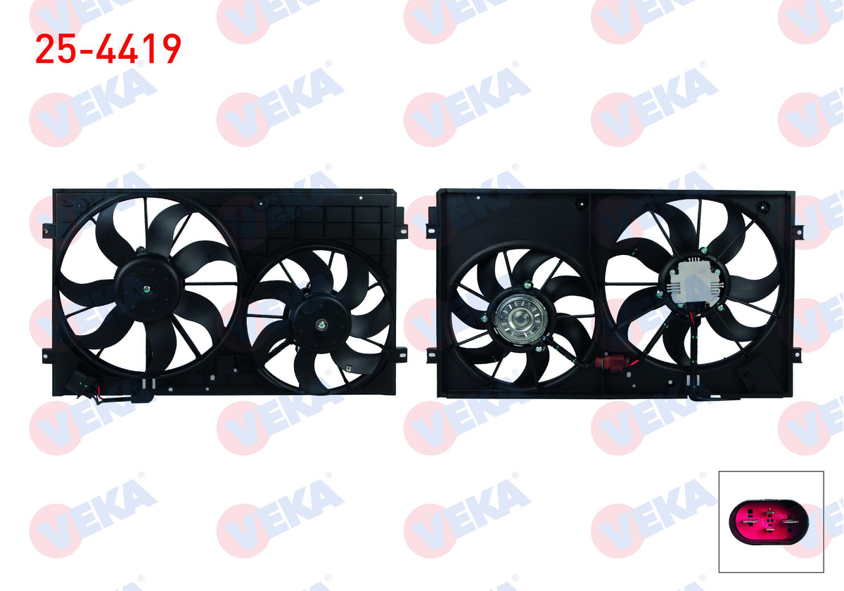 Veka 25-4419 Fan Motor with Shroud Twin Body 400mm Golf V-VI-Passat 1.2 TSI-1.4 TSI-1.6i-1.6 TDI 0 — Motors, Pumps & Antennas