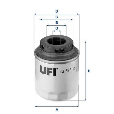 Ufi 23.573.00 Oil Filter VW Golf Polo Jetta Passat Tiguan Touran Audi A1 A3 Seat Ibiza 1.2-1.4 TSI — Oil Filters