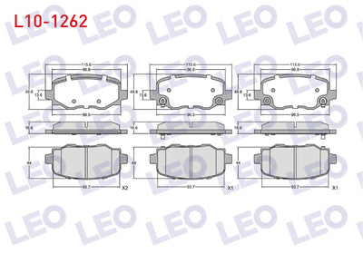 LEO L10-1262 Brake Pad Rear with Wear Indicator Fiat 500X 2014-/ Jeep Renegade 2014-/ Cherokee (Kl) 2014-/ Alfa — Brake Pads