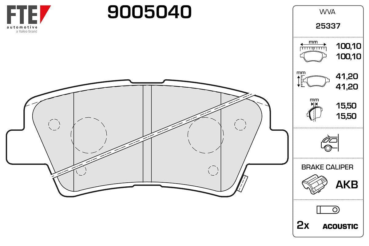 Fte 9005040 Rear Brake Pad Hyundai Accent Blue 11-> Elantra 11-> I40 11-> i30 11-> Optima 11-15 Rio 11-> Cee — Brake Pads