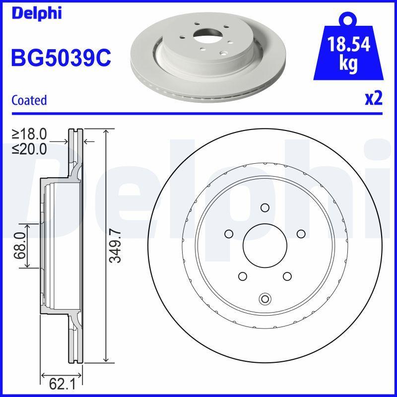 Delphi BG5039C Brake Disc (Twin Pack)-Painted, Drilled — Brake Rotors & Drums