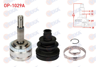 Veka OP-1029A CV Joint Left-Right Front Outer Opel Corsa B 1.2i 16V Thin Freze with ABS 29 Outer 2 — Axles, CV Joints & Boots