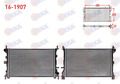 Veka 16-1907 Water Radiator Mechanical Ford Focus I (Daw,Dbw) 1.6i 16V M-T Ac + /-1998-2004 — Radiators & Fans