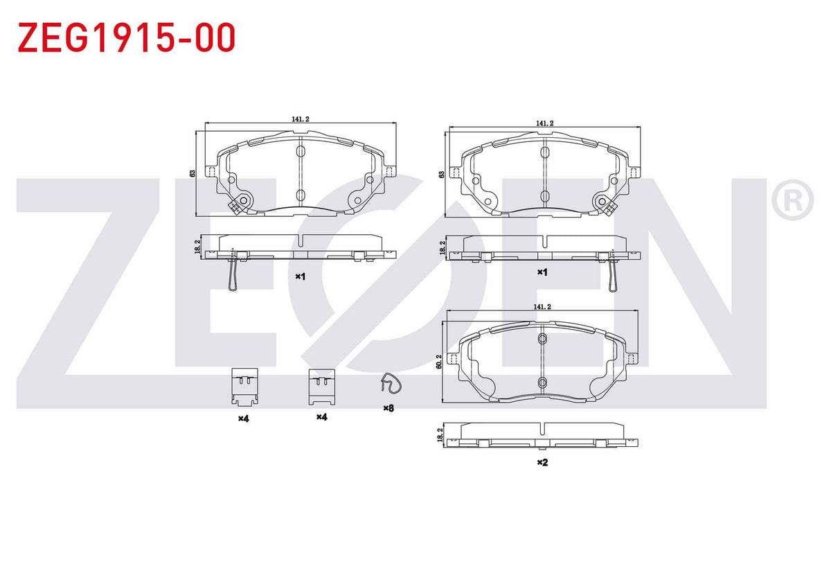 Zegen ZEG1915-00 Brake Pad Front with Wear Indicator Toyota C-Hr (_X1_) 1.8 Hybrid 2016-/ Toyota C-Hr (_X1_) 1.2 — Brake Pads