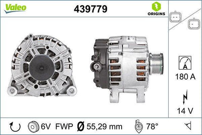 Valeo 439779 Alternator 14V 180A Peugeot 207 308 407 508 3008 5008 Partner Expert Berlingo C4 C5 DS4 — Starting & Charging