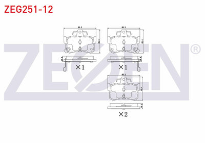 Zegen ZEG251-12 Brake Pad Rear with Wear Indicator Rover 800 (Xs) 820 16V 1986-1999 / 800 (Xs) 820 1986-1999 / 8 — Brake Pads