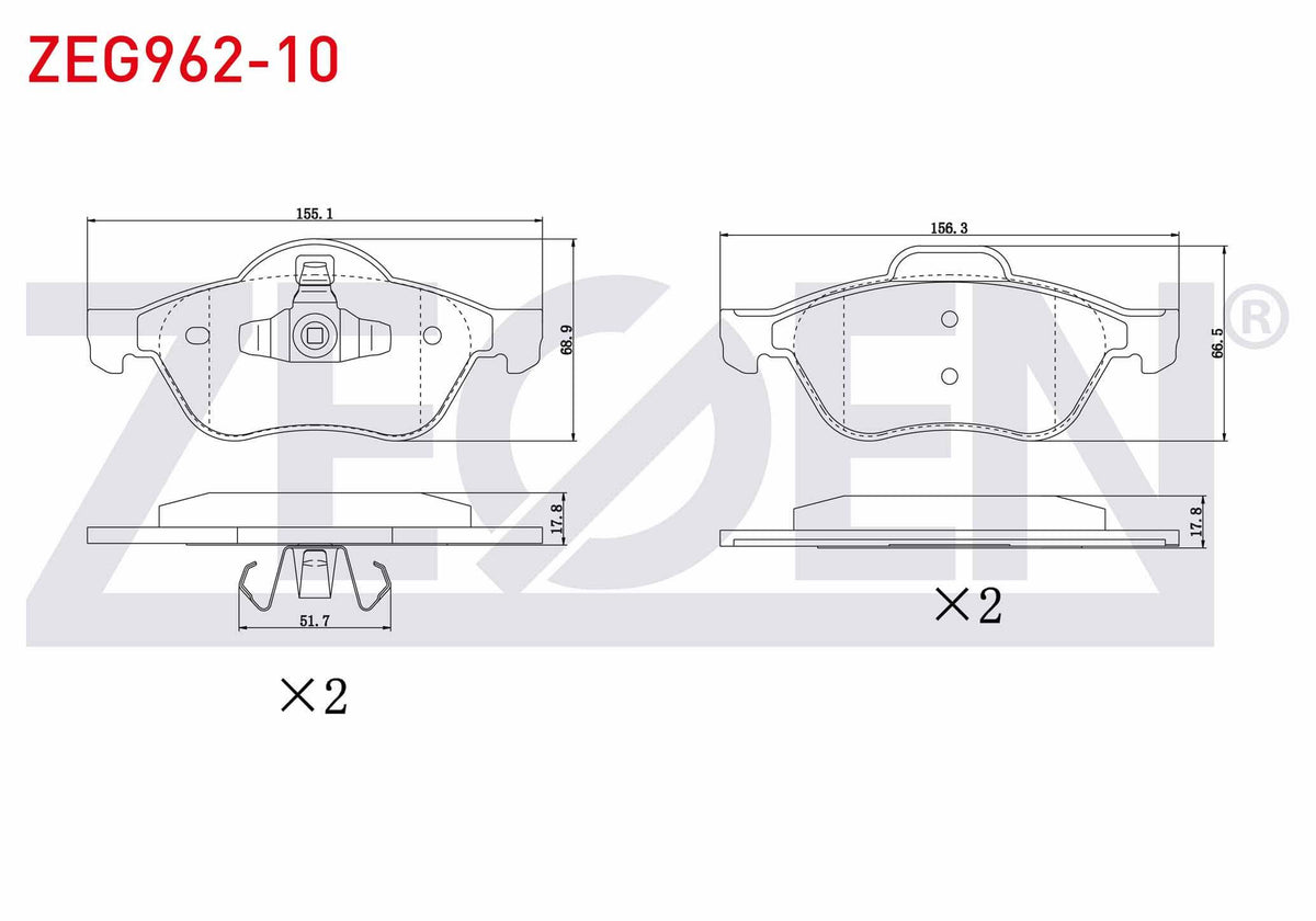 Zegen ZEG962-10 Brake Pad Front Renault Megane II (Bm0 / 1 — Brake Pads