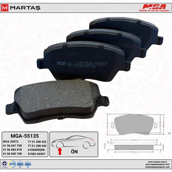 MGA 55135 Brake Pad Front Clio III, Duster and 5 more models — Brake Pads