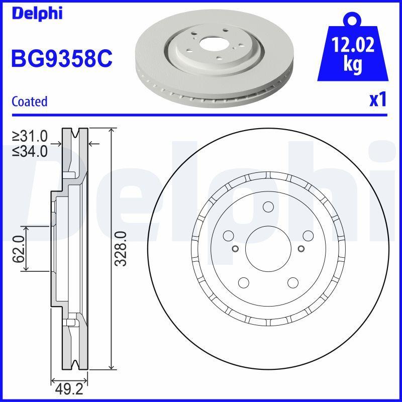 Delphi BG9358C Brake Disc (Single Pack)-Painted, Drilled