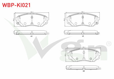 WGN WBP-KI021 Brake Pad Front with Wear Indicator Cable Drilled Kia Sorento III (Um) 2.0 CRDi 2015 — Brake Pads