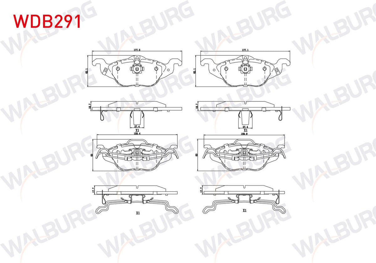 WALBURG WDB291 Brake Pad Front with Wear Indicator Opel Astra G 1.2 16V 1998-2005 / Astra G 1.4 16V 1998-2005 / — Brake Pads