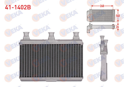 Veka 41-1402B Heater Core Brazing BMW 5 Series (E60) 520D-520i-525D-530i-540i 2003-2010 / 6 Series (E63) 63 — Heater & Blower