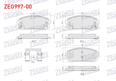 Zegen ZEG997-00 Brake Pad Front with Wear Indicator Hyundai Elantra 2021-/ i20- i30 2021 — Brake Pads