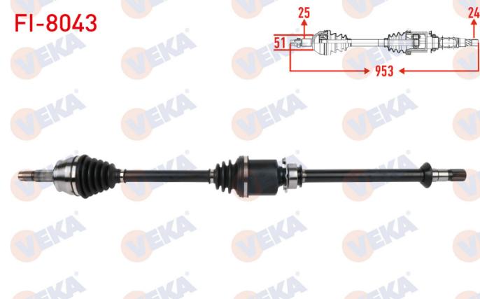 Fiat 51787180 Fiorino 1.3 Euro 4 Right Axle Complete Veka 225 2007-2013 — Axles, CV Joints & Boots