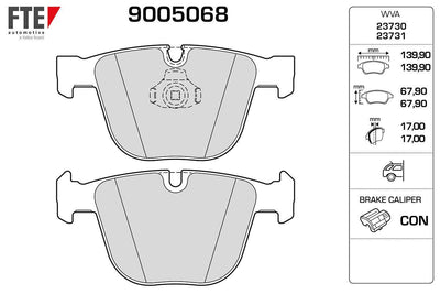 Fte 9005068 Brake Pad Rear E60-E61-E63-E64-E65-E66-X5 E70-X5 F15-X6 E71-X6 F16 Bm 03-18