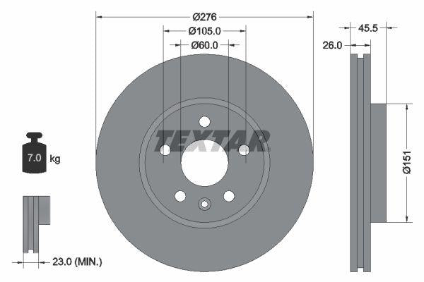 Textar 92198903 Brake Disc Opel Astra J /Cruze /Aveo T300 276mm Front — Brake Rotors & Drums