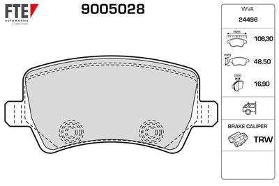 Fte 9005028 Rear Brake Pad S-Max 09-06-Galaxy III 06-/ S60 10-S80 06-V60 V70 06-Xc60 08-Xc70 06-/ R — Brake Pads