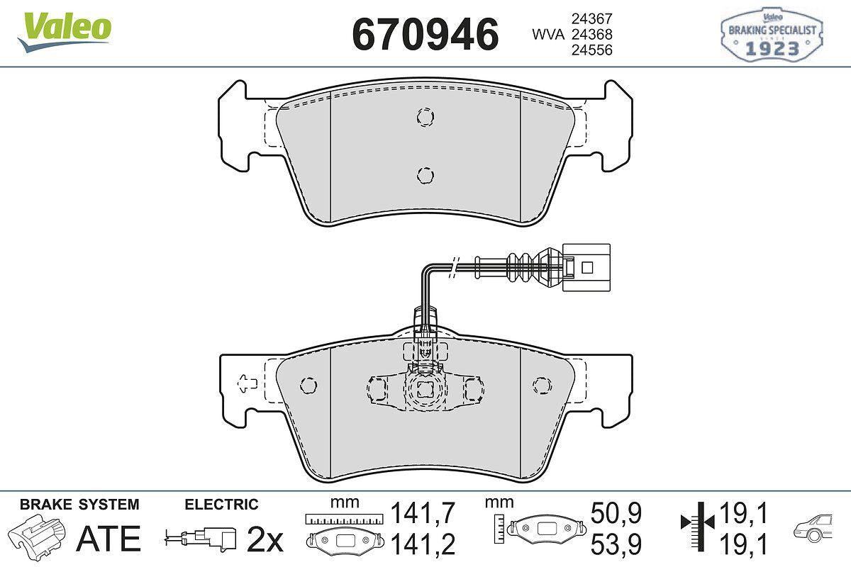 Valeo 670946 Brake Pad Rear 03-Touareg VW Touareg 06-10 — Brake Pads