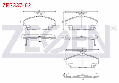 Zegen ZEG337-02 Brake Pad Front with Wear Indicator Honda Euro Civic 1991-2005 / Rover 214 1995-2000 / 416 1995 — Brake Pads