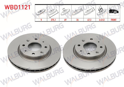 WALBURG WBD1121 Brake Disc Front Air 4 Bjn 275,1X26x69x47 — Brake Rotors & Drums