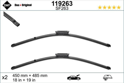 Valeo 119263 Wiper Blade Set Mini Cooper R55/R56/R57/R58/R59 07- — Wipers