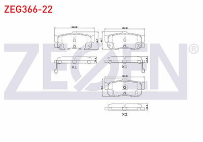 Zegen ZEG366-22 Brake Pad Rear with Wear Indicator Nissan Almera I 2.0 D 1995-2000 / Almera II 1.5 dCi 2000-2007 — Brake Pads