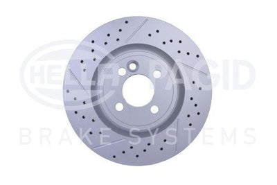 Hella Pagid 8DD355123-471 Brake Disc Front Air Grooved Mini Cooper R55-R56-R57-R58-R59 Drilled — Brake Rotors & Drums