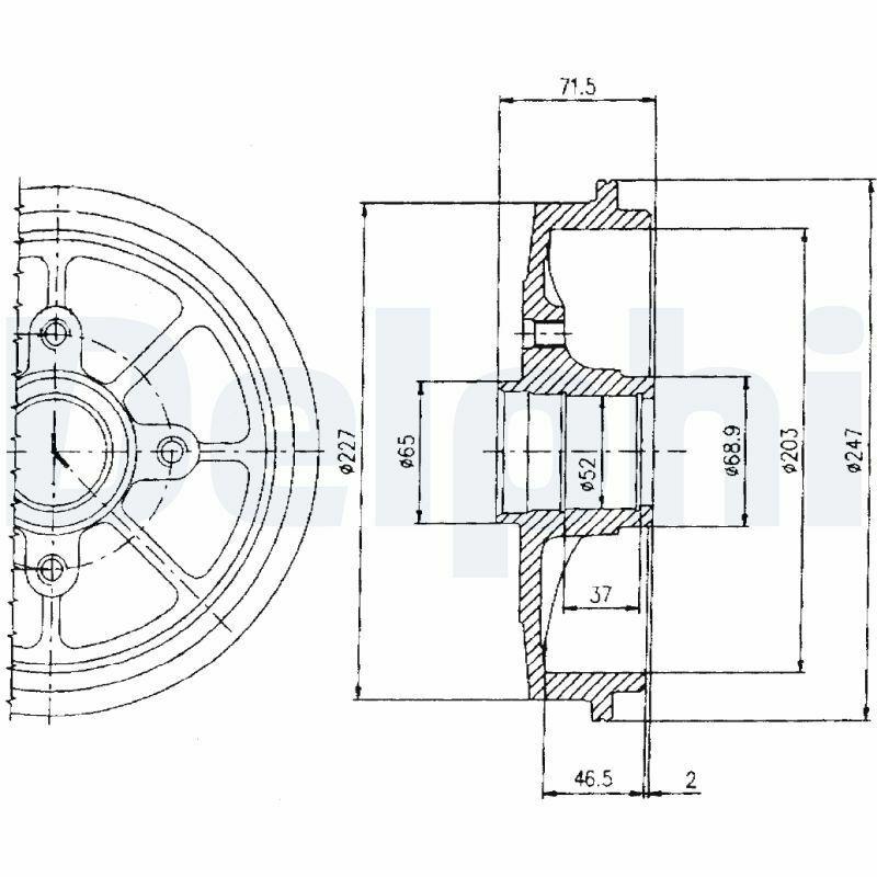 Delphi BF392 Brake Drum 98-Pt.206 HDi - Quality Brake Drum — Brake Rotors & Drums