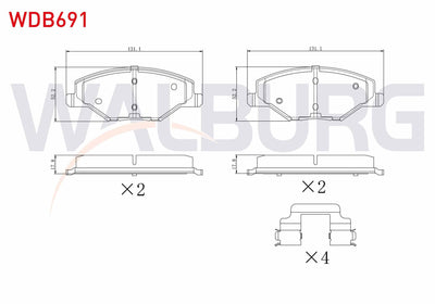 WALBURG WDB691 Brake Pad Front Skoda Fabia II 1.2 2006-2015 / 1.2 TSI 2006-2015 / 1.4 2006-2015 / 1.6 2006-2015 — Brake Pads
