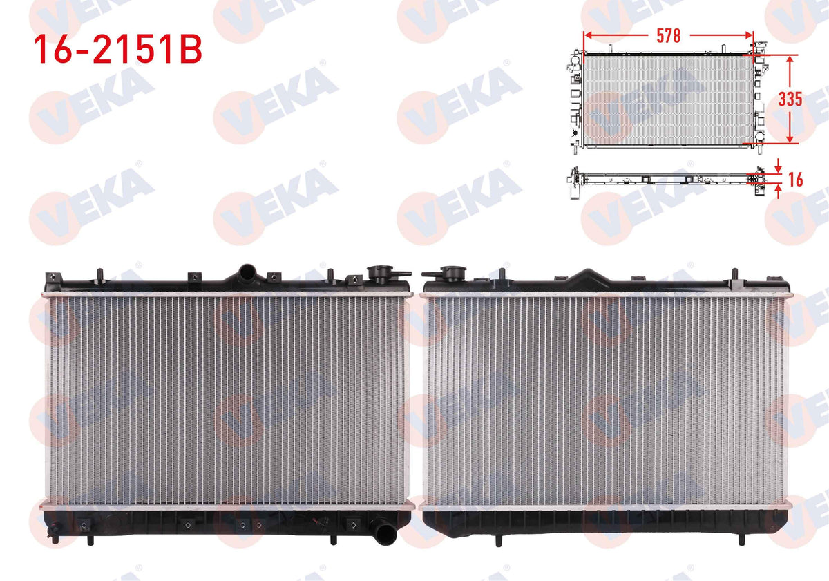 Veka 16-2151B Su Radiator Brazing Hyundai Excel 1.3i M-T Ac + /-1990-1995 — Radiators & Fans