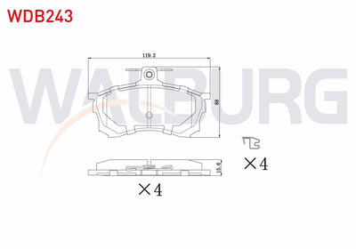 WALBURG WDB243 Brake Pad Front Mitsubishi Carisma (Da) 1.6 1995-2006 /Carisma (Da) 1.9 TD 1995-2006 — Brake Pads