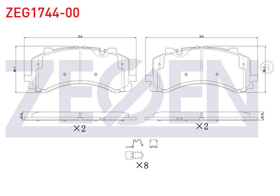 Zegen ZEG1744-00 Brake Pad Front Audi Q7 (4M) 2.0 TFSI 2015-/ Audi Q7 (4M) 3.0 TDI 2015 — Brake Pads