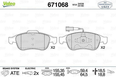 Valeo 671068 Brake Pad Front Alfa Giulietta 10 — Brake Pads