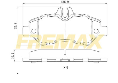 Fremax FBP-1521 Rear Brake Pad (Corbon Formula) VW W906 Sprinter-Crafter 2006-2018