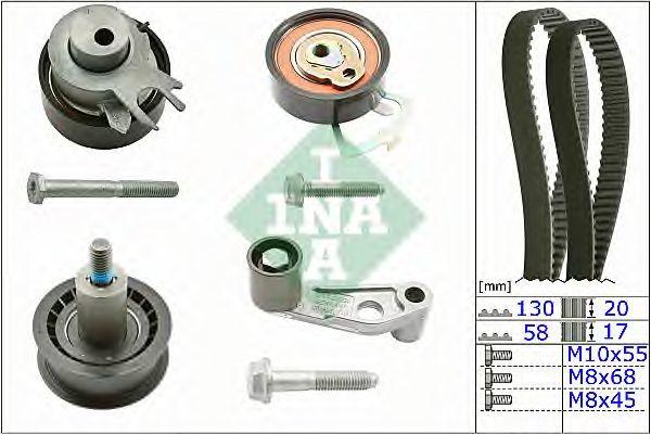 INA 530008910 Seat Ibiza 2010-2014 1.4 16V Gasoline Timing Belt Kit — Belts