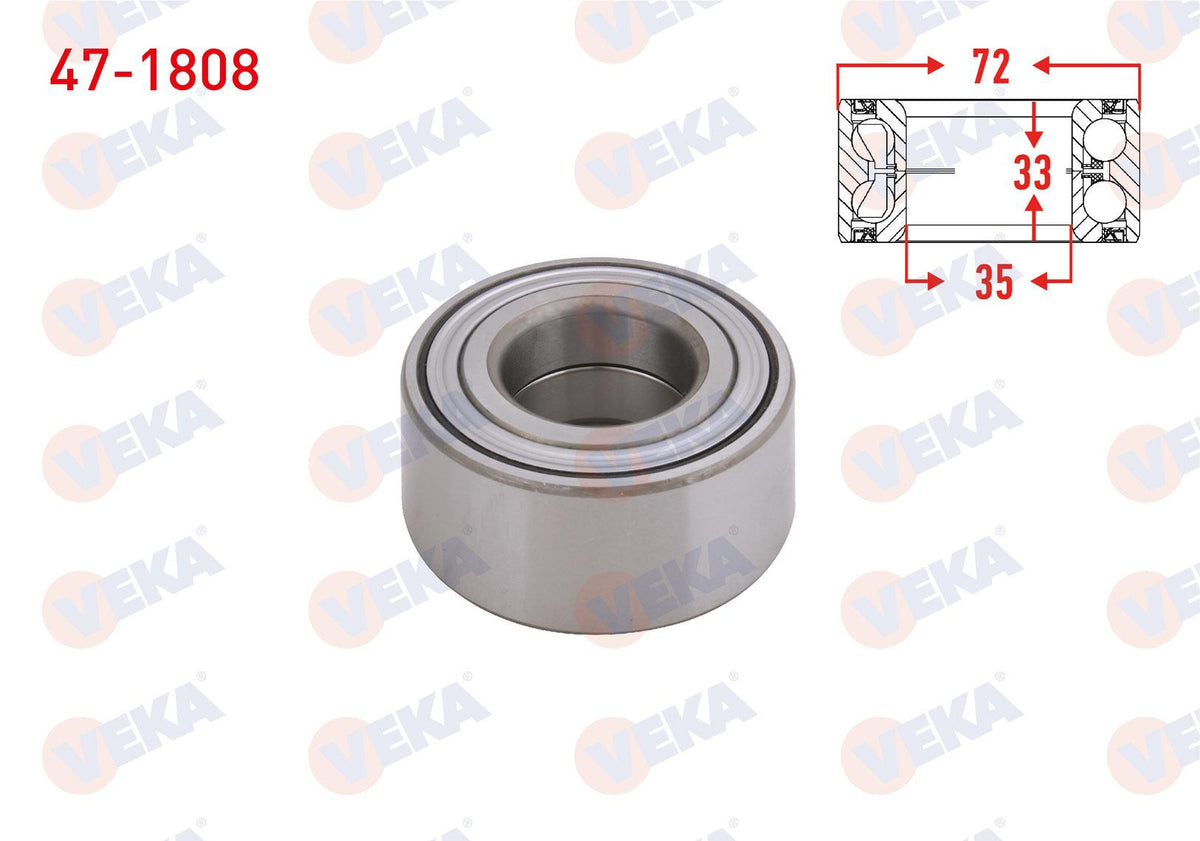 Veka 47-1808 Front Wheel Bearing Left-Right ABS Okuyuculu 35X72x33 Fiat Linea 1.4-1.6 Mjt 2007-/ Fiorino 1.4 — Wheel Bearings