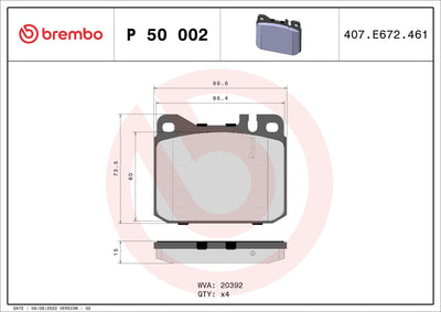 Brembo P50002 Brake Pad Front & Rear Low-Met Mercedes — Brake Pads